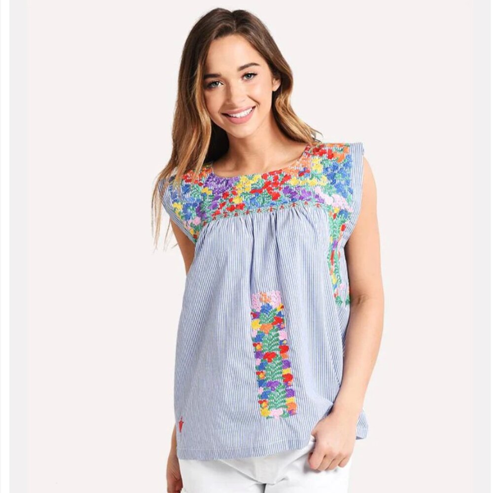 J.Marie Sleeveless ana Maria Embroidered Top